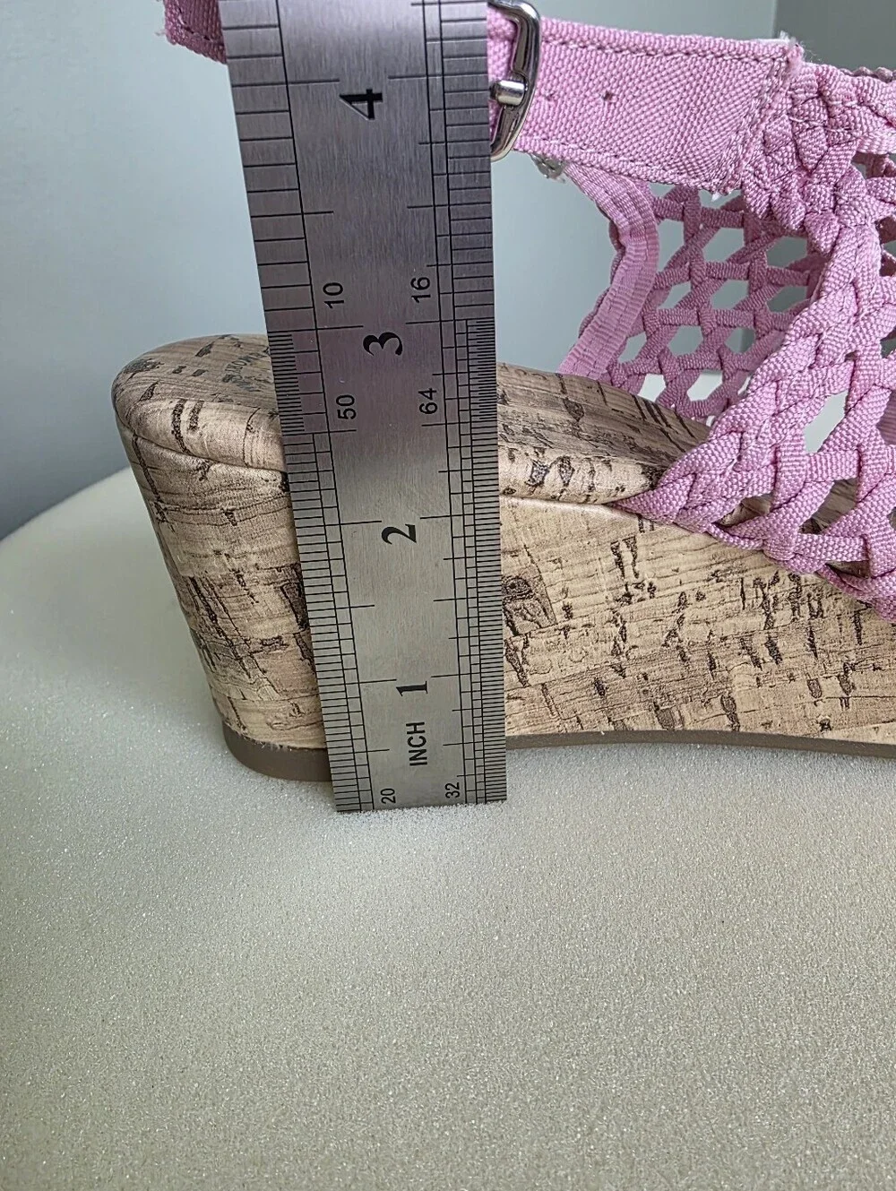 SO Adrienne Girls Light Pink Woven Cork Wedge Sandals - Size 5 - Memory Foam NEW